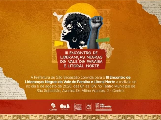 Peça de divulgação do encontro de lideranças negras em São Sebastião.